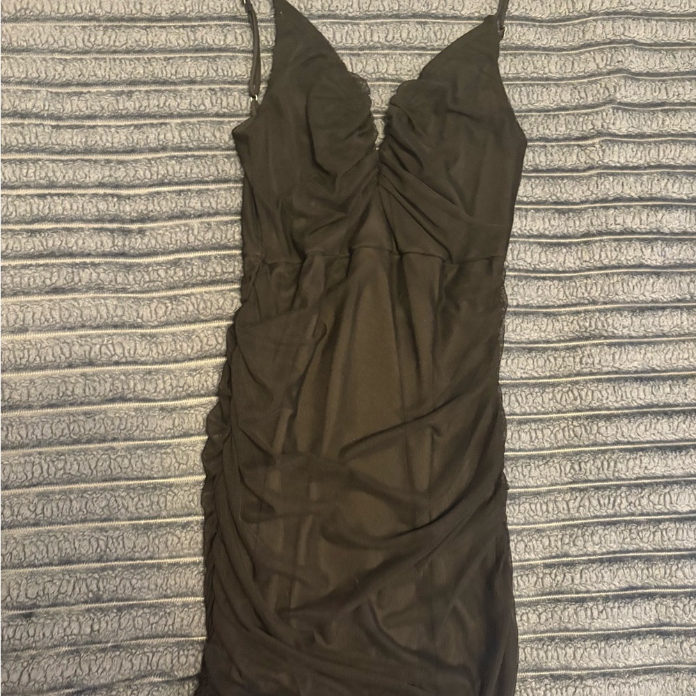 Lucy in the Sky Black Ruched Mini Dress